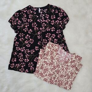 Anyally Pleat V-Neck Tunic Top Bundle Large